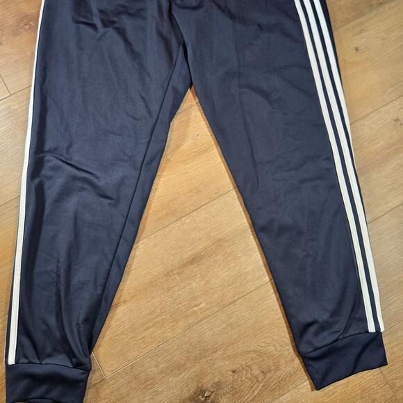 Adidas 3 Stripes Track Pants Men L Blue White Tapered Athletic Joggers Sportwear - Picture 4 of 13